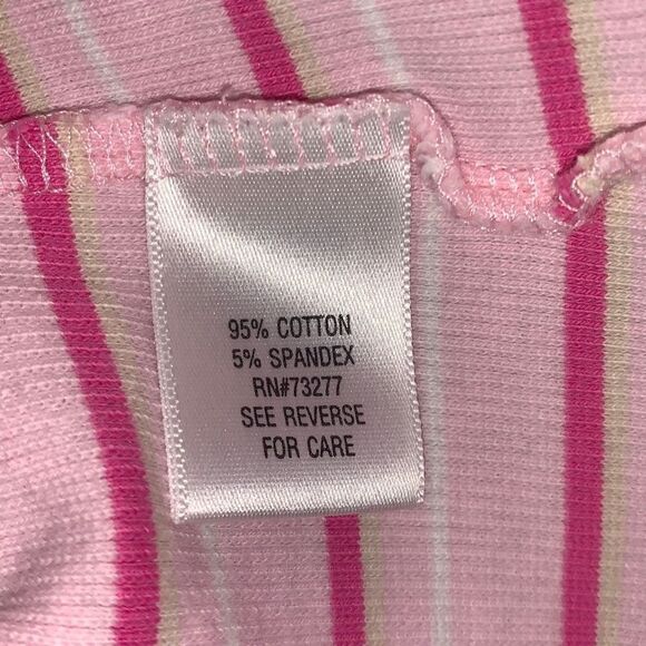 Vintage Pink Striped Stretch Ribbed Baby Tee Size Medium - Picture 12 of 12